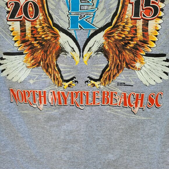 2015 Bike Week T Shirt North Myrtle Beach SC Gray Size Large - Picture 3 of 7